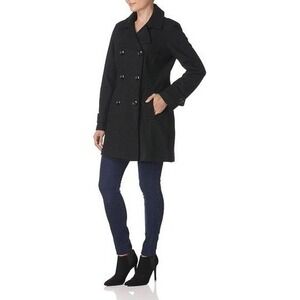 Anne Klein Womens Classic Double Breasted Wool Midi Trench Coat M Travel Capsule